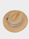 Шляпа бежевая с полосатой лентой-декором | 5520364 | фото 3