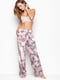 Брюки пижамные розовые с цветочным принтом | 5547844