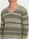 Пуловер оливкового кольору в смужку | 5559468 | фото 3