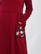 Платье бордовое с цветочной аппликацией | 5561118 | фото 7