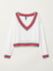 Пуловер біло-червоний у смужку | 5568444