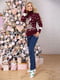 Бордовий светр з принтом | 5585012 | фото 2