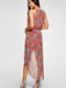Сукня коралового кольору в квітковий принт | 5602945 | фото 2