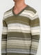 Пуловер оливкового цвета в полоску | 5610296 | фото 3