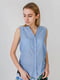Блуза-рубашка синяя с орнаментом | 5609657
