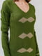Пуловер зеленый с ромбами | 5615276 | фото 2