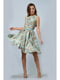 Платье салатовое с цветочным принтом | 5626638 | фото 2