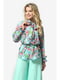 Блуза м'ятного кольору з квітковим принтом | 5626926