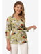 Блуза оливкового цвета с цветочным принтом | 5627054 | фото 3