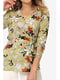 Блуза оливкового цвета с цветочным принтом | 5627054 | фото 6