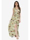 Платье оливкового цвета с цветочным принтом | 5627080 | фото 5