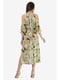 Платье оливкового цвета с цветочным принтом | 5627098 | фото 4
