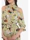 Платье оливкового цвета с цветочным принтом | 5627098 | фото 5