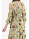 Платье оливкового цвета с цветочным принтом | 5627098 | фото 6