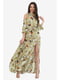 Платье оливкового цвета с цветочным принтом | 5627099 | фото 2