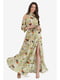 Платье оливкового цвета с цветочным принтом | 5627099 | фото 3