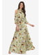 Платье оливкового цвета с цветочным принтом | 5627099 | фото 5