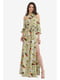 Платье оливкового цвета с цветочным принтом | 5627099 | фото 6