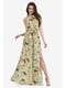 Платье оливкового цвета с цветочным принтом | 5627109 | фото 5