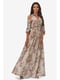 Платье бежевое с цветочным принтом | 5627112 | фото 3