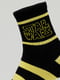 Шкарпетки чорні в смужку з написом | 5631207 | фото 4