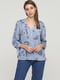 Блуза-сорочка блакитного кольору в квітковий принт | 5659371