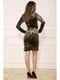 Платье цвета хаки декорированное | 5663934 | фото 3