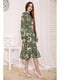 Сукня кольору хакі з квітковим принтом | 5663948 | фото 3
