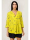 Блуза жовта з квітковим принтом | 5699701