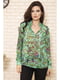Блуза зеленого цвета с цветочным принтом | 5703698