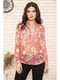 Блуза коралового кольору з квітковим принтом | 5703699