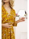Сукня гірчичного кольору з квітковим принтом | 5703859 | фото 4