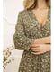 Сукня кольору хакі з квітковим принтом | 5703860 | фото 5