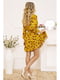 Платье горчичного цвета с цветочным принтом | 5703861 | фото 4