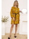 Платье горчичного цвета с цветочным принтом | 5703865