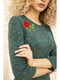 Платье зеленого цвета с цветочной вышивкой | 5703890 | фото 4