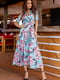 Платье бирюзового цвета в цветочный принт | 5715037 | фото 3