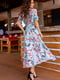 Платье бирюзового цвета в цветочный принт | 5715037 | фото 4