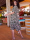 Платье цвета хаки в цветочный принт | 5715160 | фото 4