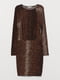 Сукня коричневого кольору з декором | 5707286