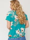 Блуза бирюзового цвета в цветочный принт | 5729106 | фото 3