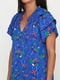 Блуза синяя в цветочный принт | 5729574 | фото 3