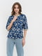 Блуза синяя с цветочным принтом | 5703682