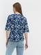 Блуза синяя с цветочным принтом | 5703682 | фото 3