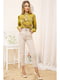 Блуза оливкового кольору з принтом | 5749354 | фото 2
