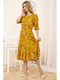 Платье горчичного цвета с принтом | 5749736 | фото 3