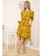 Платье горчичного цвета с цветочным принтом | 5749737 | фото 3