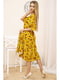 Платье горчичного цвета с цветочным принтом | 5749737 | фото 4