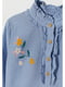 Блуза-рубашка голубого цвета с цветочной вышивкой | 5659373 | фото 4
