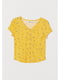 Рубашка-топ желтая в цветочный принт | 5755777